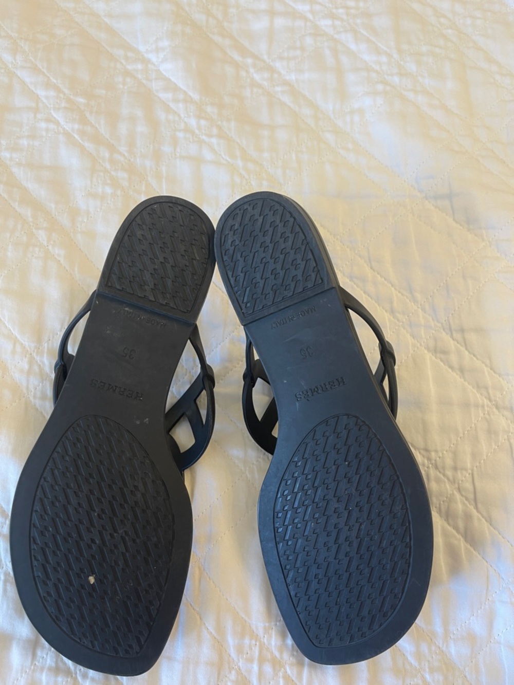 Hermes Black Leather Slide Sandals with Interlocking Straps - Picture 3 of 3